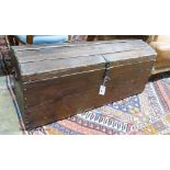 A Victorian pine domed top trunk, length 104cm, depth 36cm, height 43cm