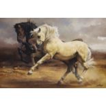 Tony Butler (1945-), oil on canvas, Two running horses, signed, 70 x 106cm