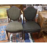 A pair of Edwardian hepplewhite style upholstered dining or side chairs