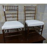 A pair of Victorian faux bamboo side chairs