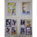 Patrick Conrad (1945-), four watercolours, 'Happy Bird Day', signed and inscribed 'To Tom', each 13