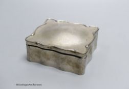 A Edwardian silver jewellery box, Birmingham 1909, 11.5 cm, engraved inscription inside, and a Thai