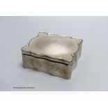 A Edwardian silver jewellery box, Birmingham 1909, 11.5 cm, engraved inscription inside, and a Thai