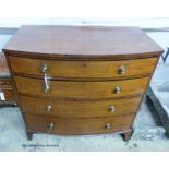 A Regency mahogany bow front chest of drawers, width 93cm, depth 49cm, height 91cm