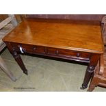 A Victorian mahogany two drawer side table, stamped Wilkinson 7514, width 99cm, depth 54cm, height