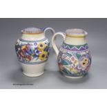 Two Poole pottery jugs, tallest 20.5cm