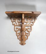 A Chinese hardwood wall bracket, late Qing, length 23cm