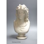 A Copeland parian ware bust 'Hop Queen' height 33cm