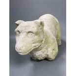 A 19th century sculpted limestone figure of a mastiff, incomplete