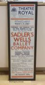 A Theatre Royal Sadler's Wells poster, 75 x 24cm