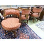 A set of six early 19th century oak ship's lounge chairs, width 56cm, depth 54cm, height 79cm