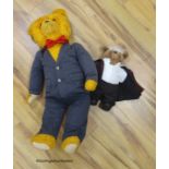 A large synthetic plus European c.1950 bear and a modern artist bear