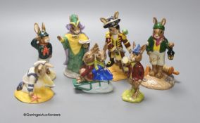 Seven Royal Doulton Bunnykins figures, tallest 13cm