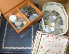 A collection of coins, banknotes and other items, including an 1817 half crown, an 1889 crown, an