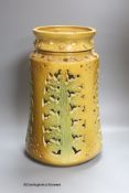 A Zsolnay double-walled near-cylindrical vase, unmarked, height 45cm