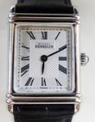 An unworn Michael Herbelin 'Art Deco' steel wrist watch, boxed with 2018 paperwork.