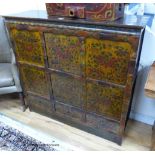 An Eastern painted side cabinet, width 124cm, depth 42cm, height 116cm