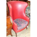 A regency mahogany porter's chair. W-75, D-55, H-118cm.