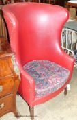A regency mahogany porter's chair. W-75, D-55, H-118cm.