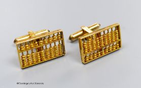 A pair of 14k yellow metal "abacus" cufflinks, 11grams.