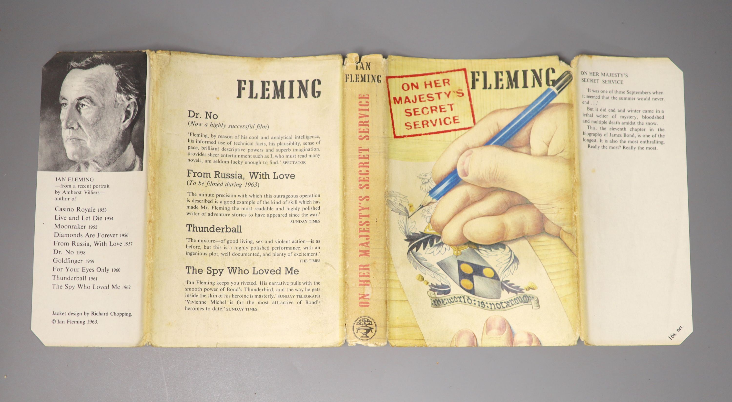 ° Fleming, Ian - On Her Majesty’s Secret Service, 1st edition, with unclipped d/j designed by - Image 2 of 8