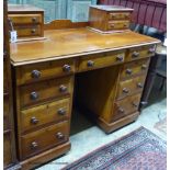 A Victorian mahogany pedestal desk marked Amice Hotton, Jersey, length 122cm, depth 54cm, height