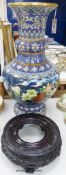 A large Chinese cloisonne enamel vase on stand, height 64cm excl. stand