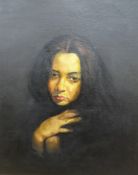 Anjan Banerjee, acrylic on canvas, Study of a woman, 56 x 71cm