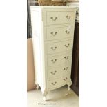 French style cream painted six draw tall chest. W-47, D-35, H-124cm.