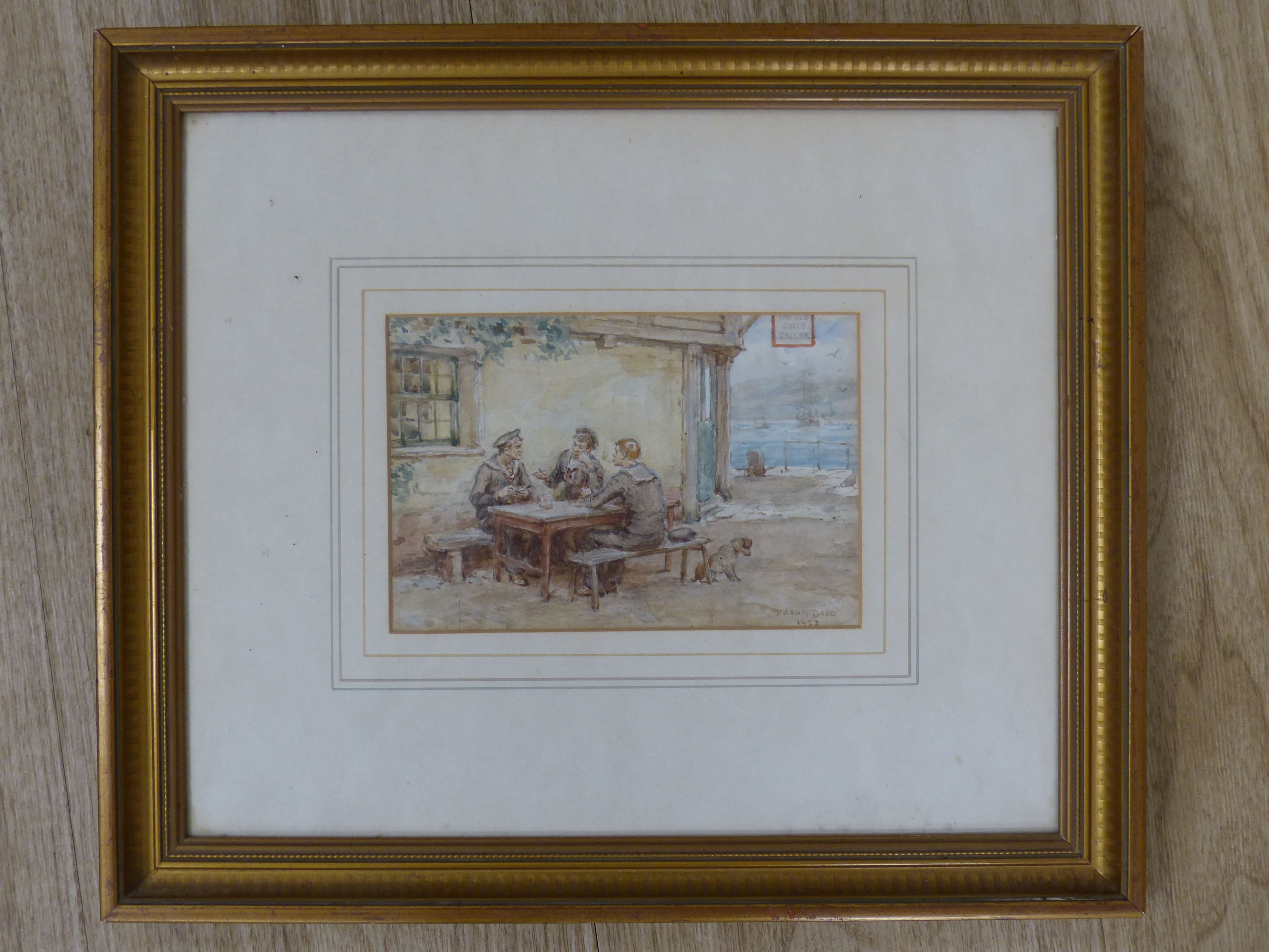 Frank Dadd (1851-1929), watercolour, Sailors outside The Old Jolly Sailor, signed and dated 1923, - Image 2 of 4