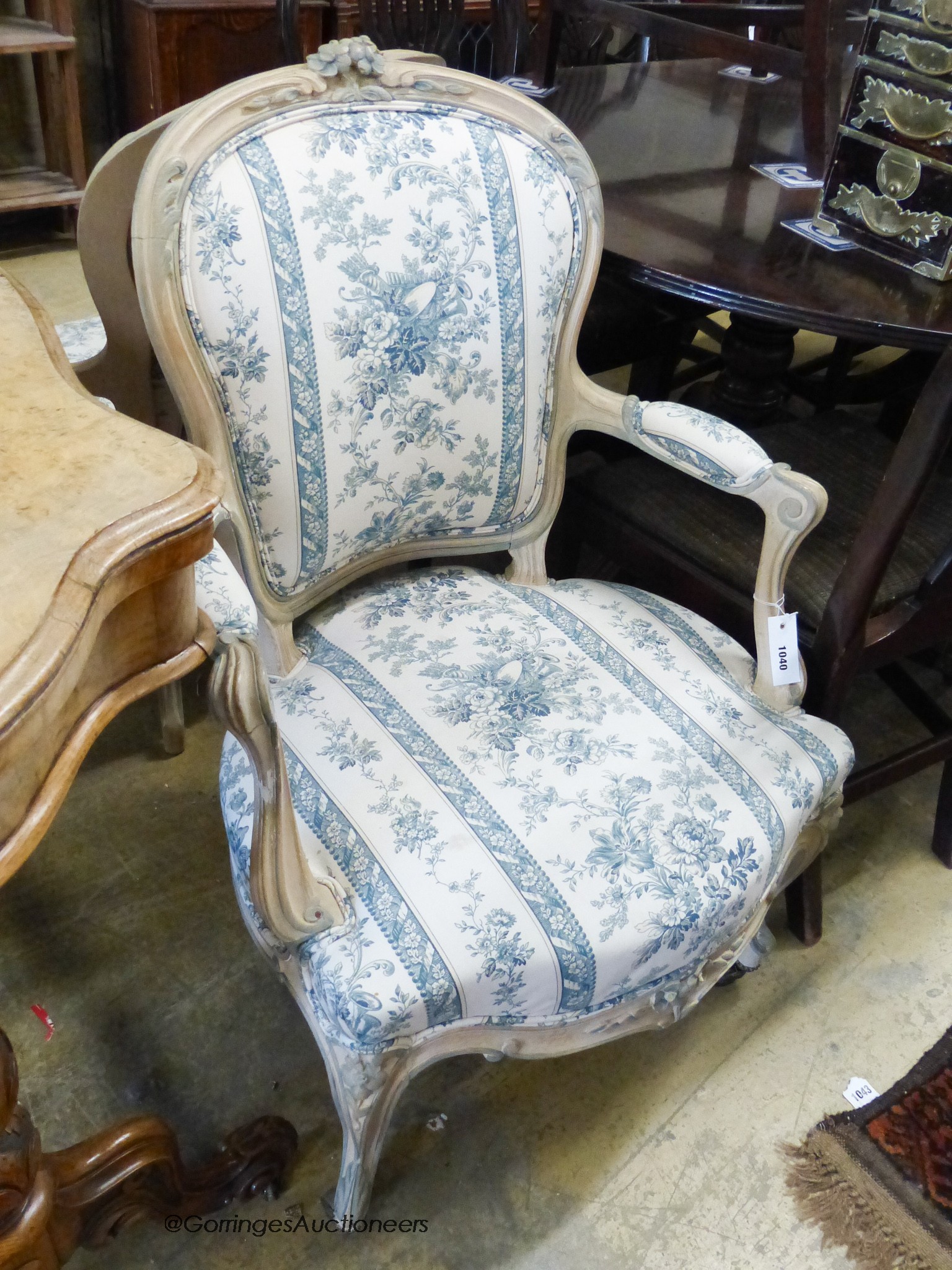 A pair of Louis XVI style upholstered elbow chairs. - Image 2 of 2