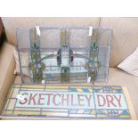 'Sketchley Dry Cleaning', two leaded stained glass panels in two sections circa 1930 total W-188,