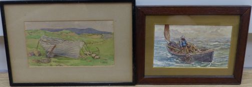 G. Eliot, watercolour, The Lobster Pot, signed lower left 12.5x 21.5cm and O. Henry, watercolour,