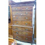 A George III mahogany chest on chest. W-112, D-56cm, H-201cm.