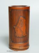 A Chinese bamboo brushpot, 14.5cm tall