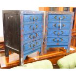 A pair of Chinese painted bed side chests. W-40, D-32, H-60cm.