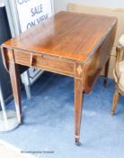 A George IV satinwood banded rosewood Pembroke table, width 86cm, depth 55cm, height 73cm