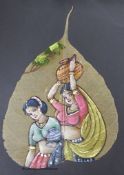 Six 19th century Indian portrait paintings on leaves