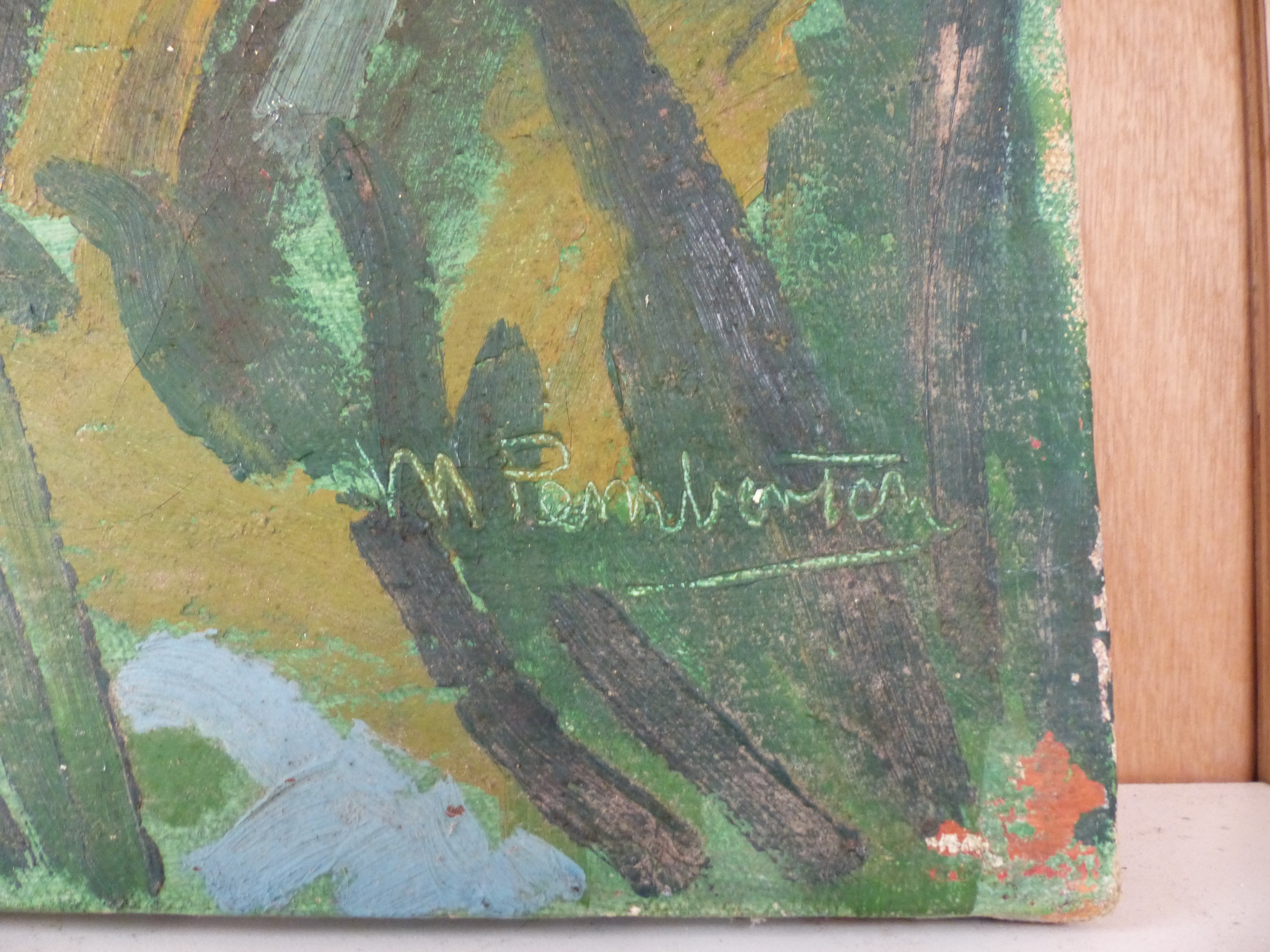 Muriel Pemberton, oil on canvas, Sketch of a hedgerow, signed, 51 x 61c, unframed - Image 2 of 3