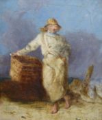 English School, circa 1800, oil on canvas, Oyster fisherman, 24 x 28cm