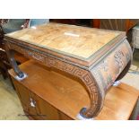 A Chinese rectangular relief carved hardwood low coffee table. W-91, D-46, H-41cm.