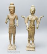 Two Cambodian bronze figures, 39cm high