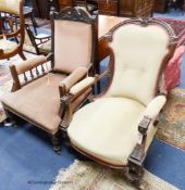Two Victorian upholstered armchairs