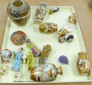 A collection of Japanese miniature Satsuma vases etc.