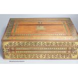 A George IV cut brass and rosewood writing slope, 40cm wide, depth 28cm, height 12cm