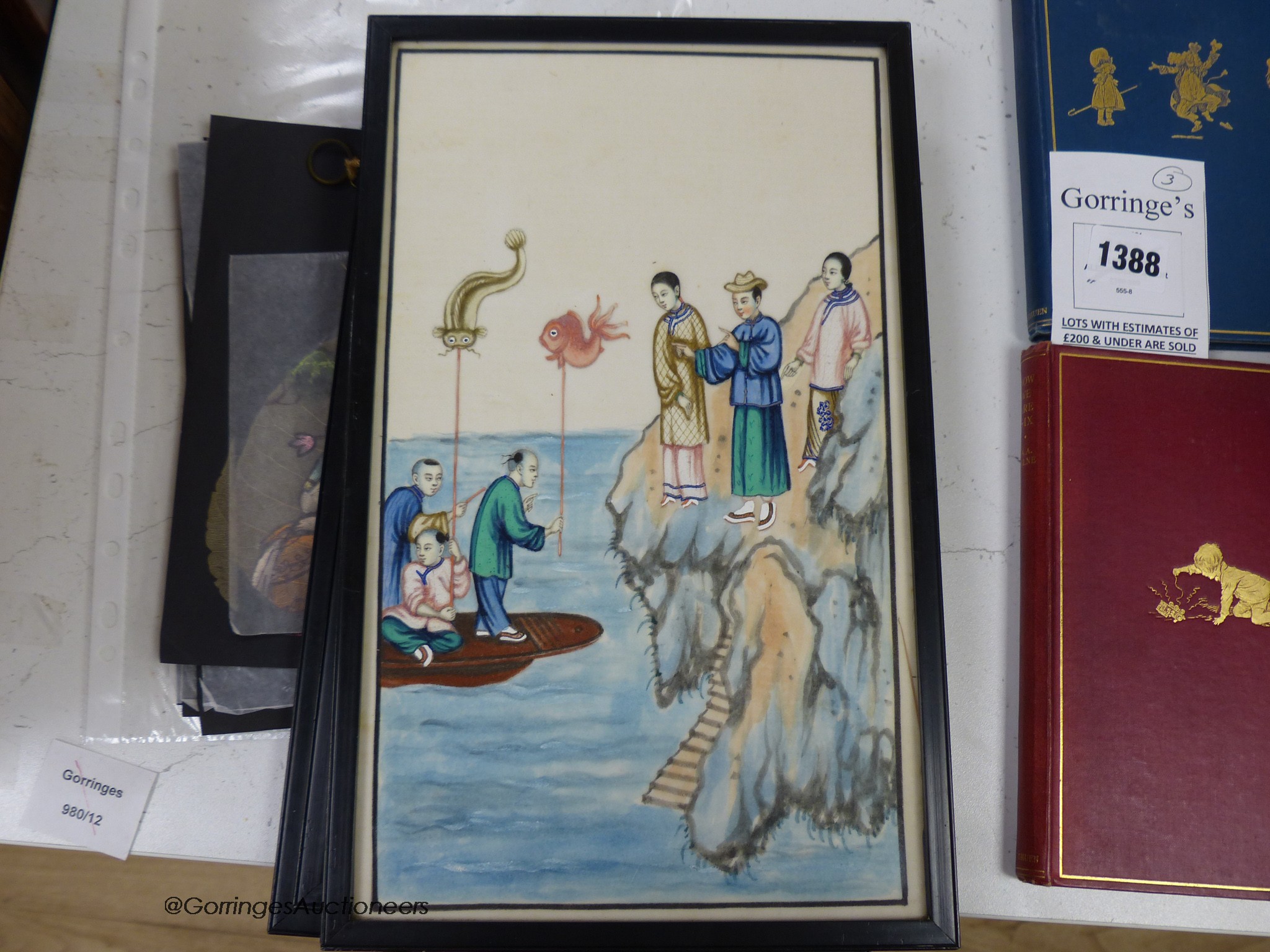 Three late 19th century Chinese paintings on pith paper, each 31 cm x 18.5 cm - Image 3 of 3