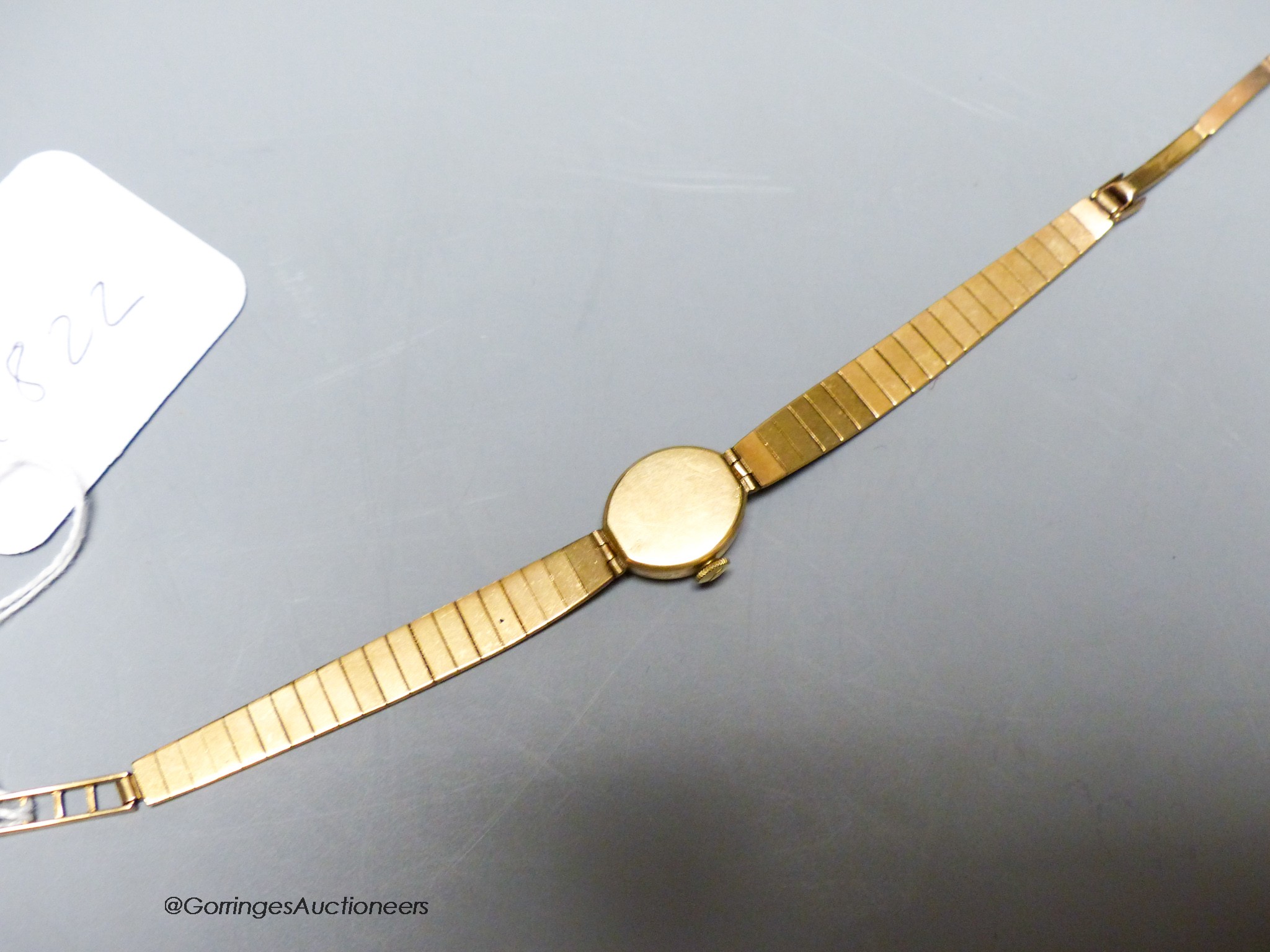 A lady's Audax 9ct gold manual wind wrist watch, on a 9ct gold bracelet,gross 18.2 grams, in Audax - Image 3 of 3