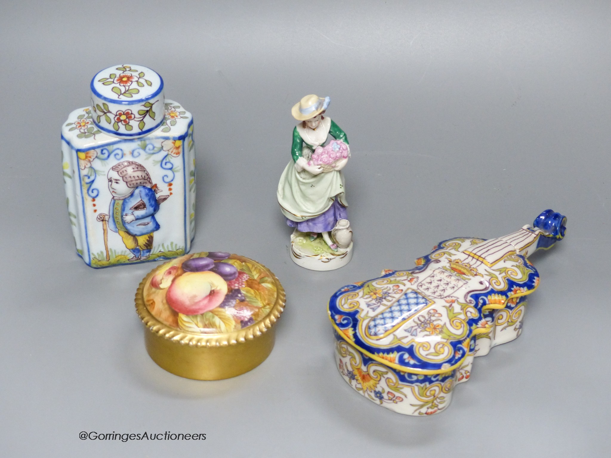 A French Faience tea caddy, casket, and other continental ceramics - Image 2 of 8