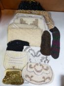 Ten beaded evening bags, a pouch and miser's purse and a metal purse