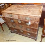 A mid 18th century banded walnut chest. W-90, D-52, H-87cm.